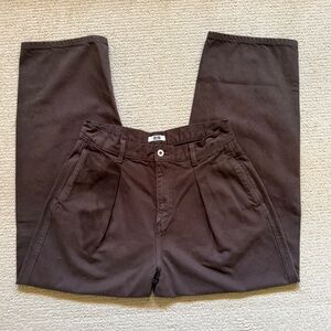 Uniqlo Brown Denim Pleated Pants
